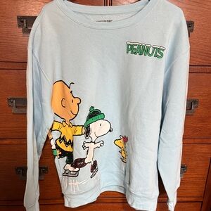 Peanuts Light Blue Pullover with Charlie Brown, Snoopy & Woodstock